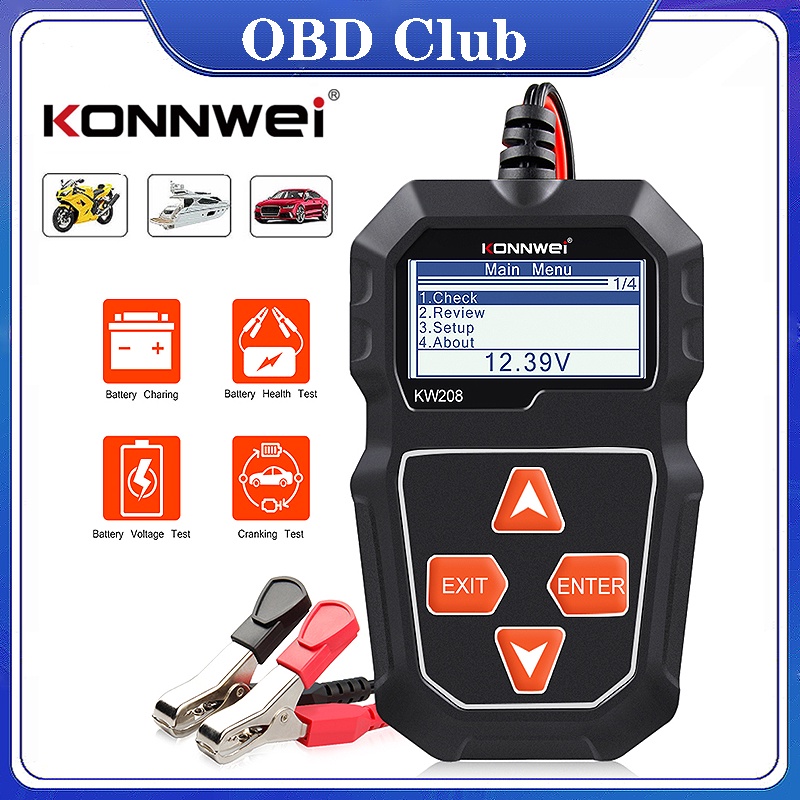 Konnwei KW208 Car Battery Tester Digital load 12V Cranking Charging