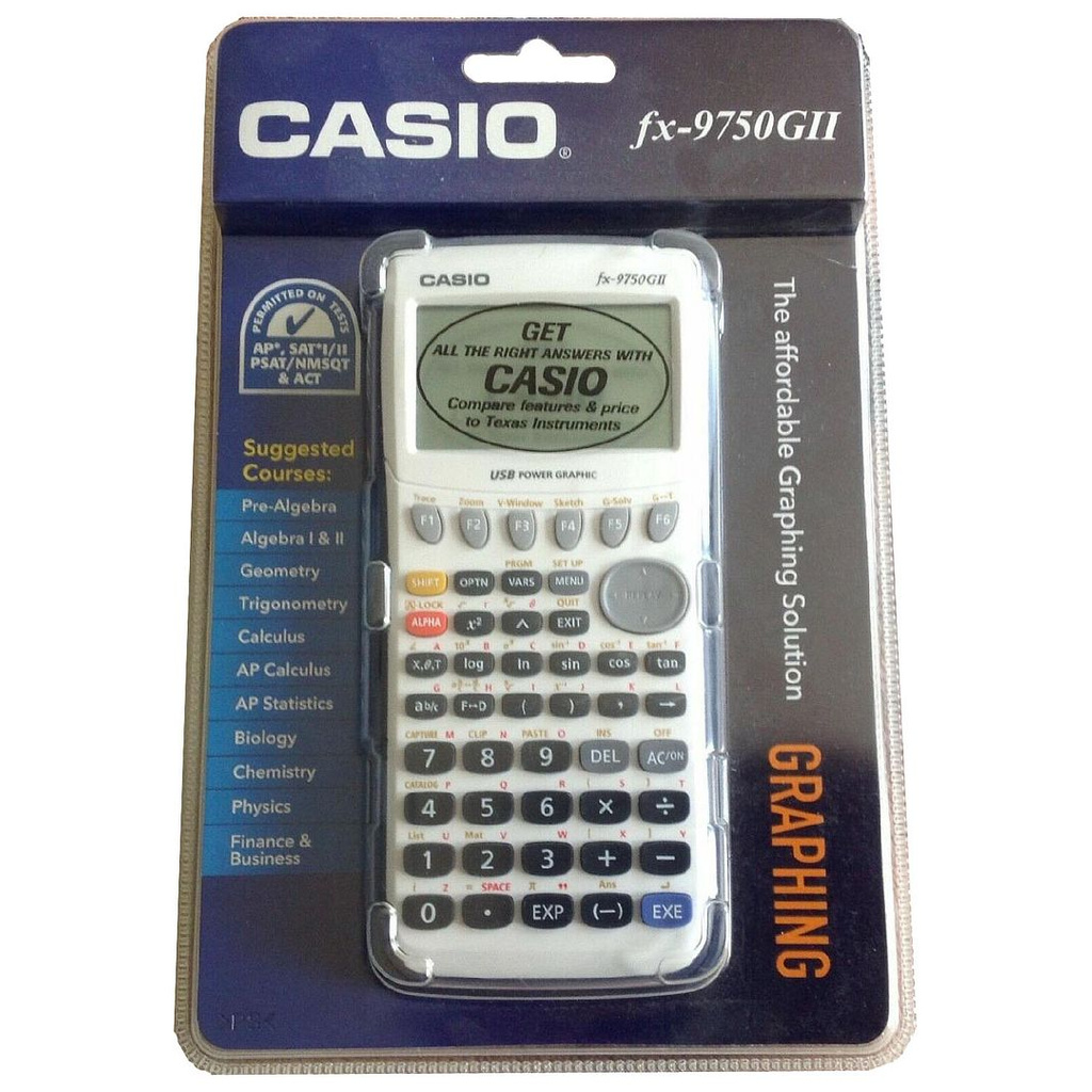 Casio fx9750GII Graphing Calculator with icon based menu ( White