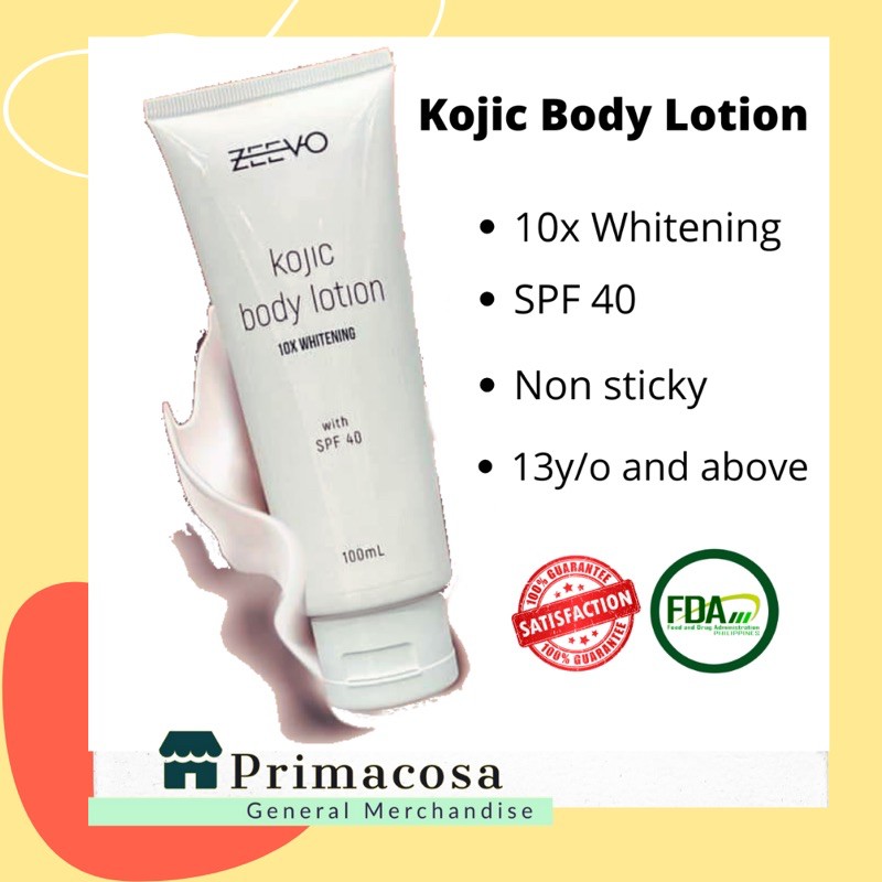 (COD) ZEEVO Kojic 10x Whitening Body Lotion w/ SPF 40 (100mL) (Original