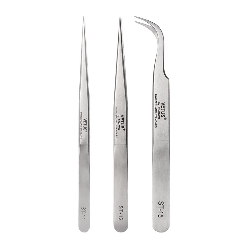 ST Series Vetus Tweezers Stainless Steel Tweezers Straight & Curved Tweezers Especially for Mink