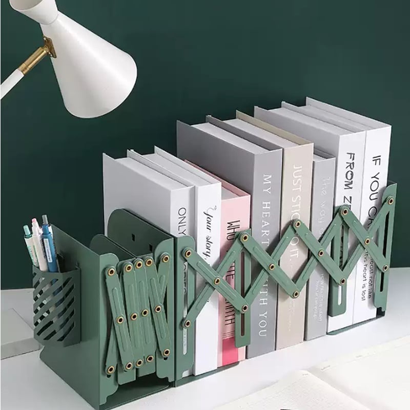 Adjustable Bookend Book Holder Retractable Book Stand Compartments with