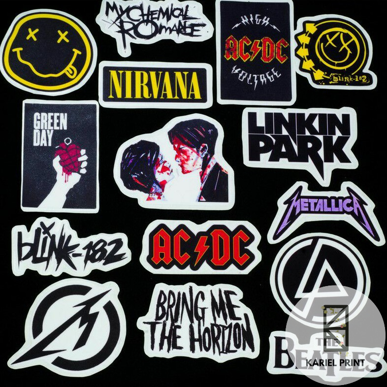 15 pcs Rock Band Stickers Waterproof Laminated Sticker Pack Shopee
