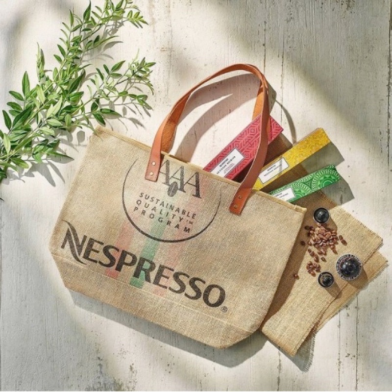 Nespresso Jute Large Coffee Tote Bag Shopper New ubicaciondepersonas