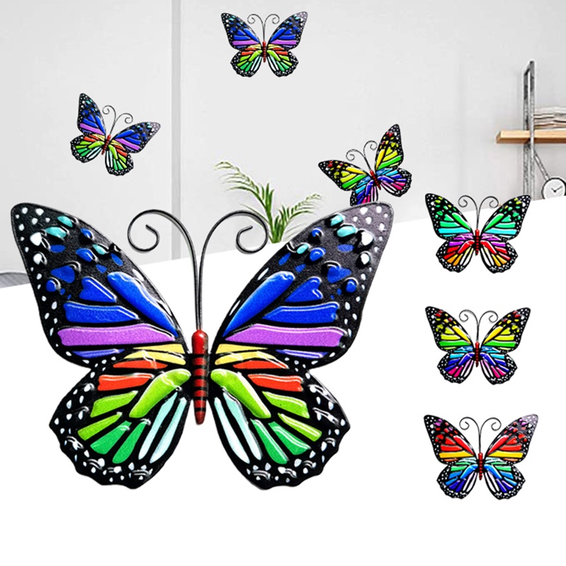 New Wrought Iron Butterfly Wall Decor Simulation Insect Ornament Garden