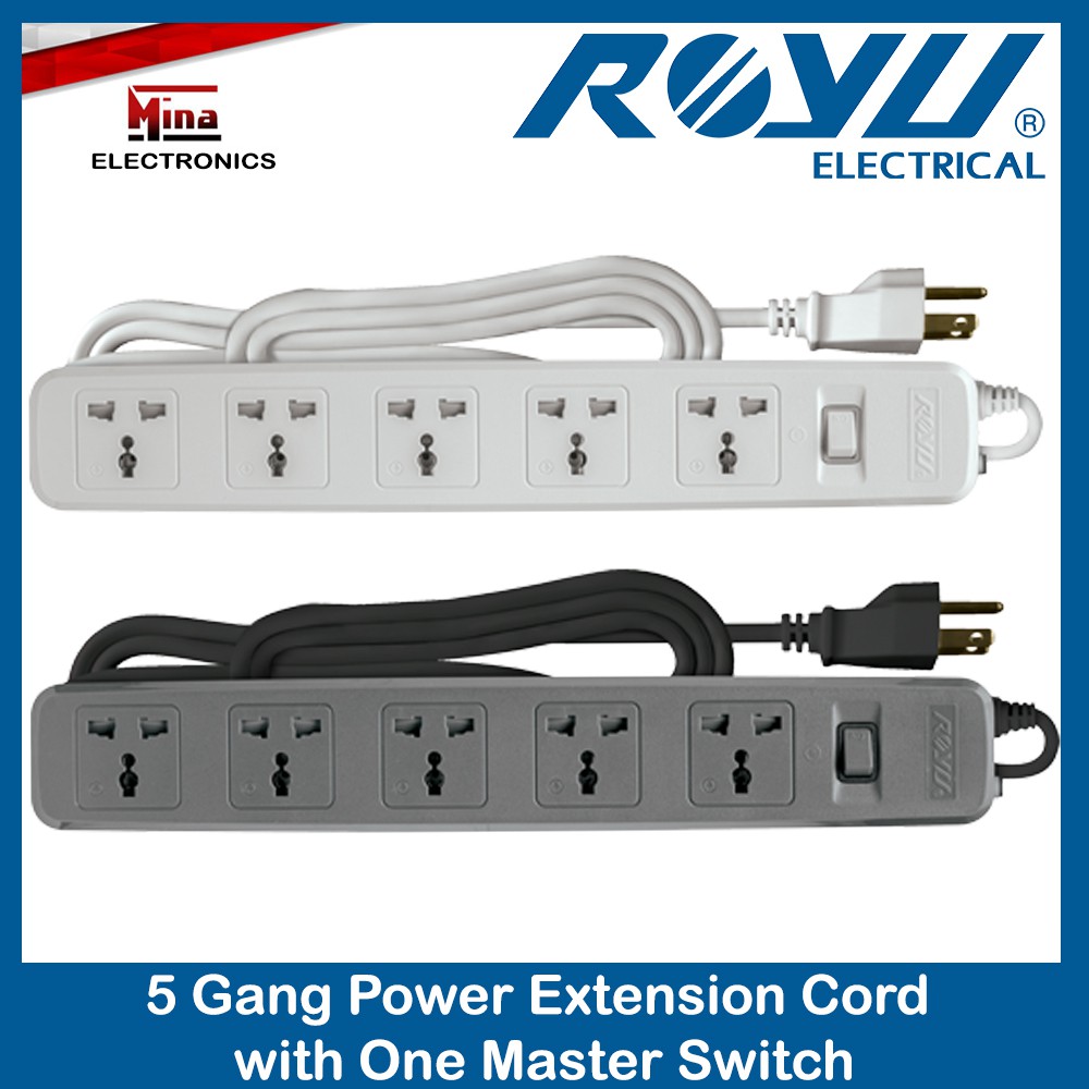 Royu REDEC605 Power Extension Cord Overload and Surge Protected 5