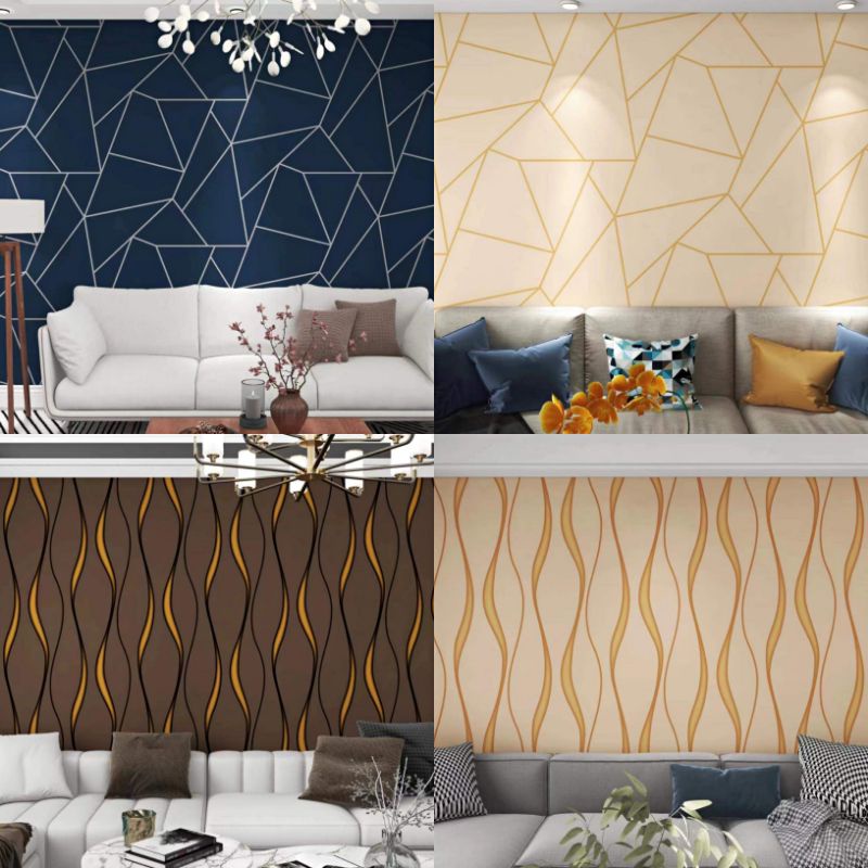 JT5 3D Geometrical line Wallpaper PVC Self Adhesive Waterproof Sticker