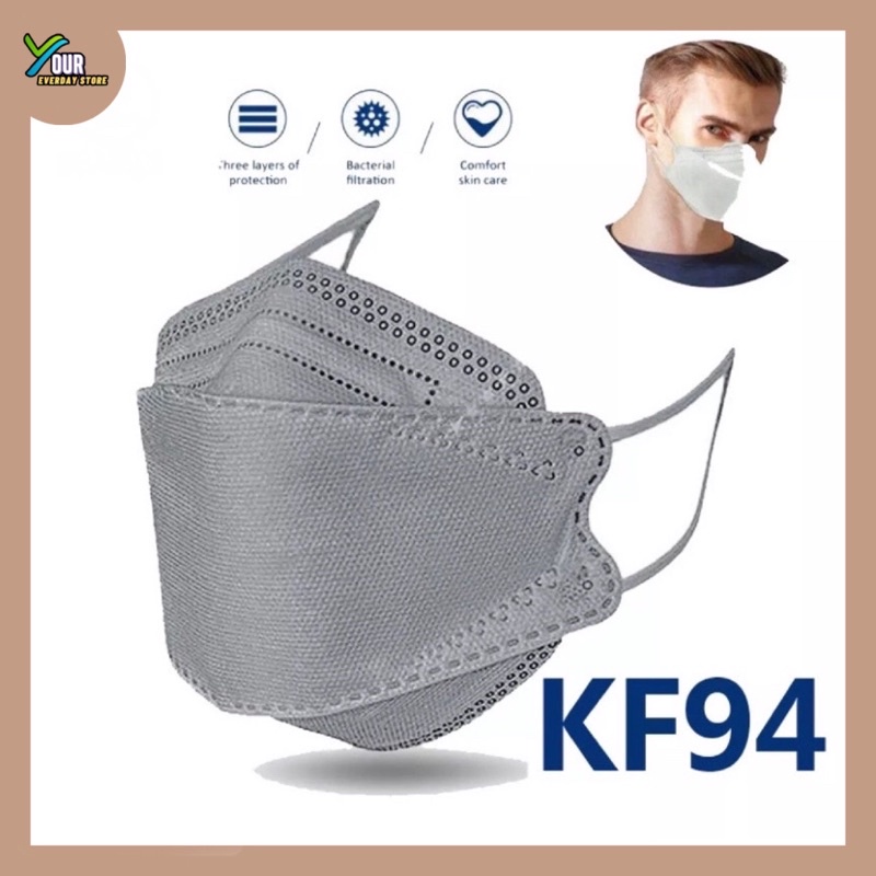 10pcs KF94 Disposable Face Mask 4ply( GRAY) Shopee Philippines