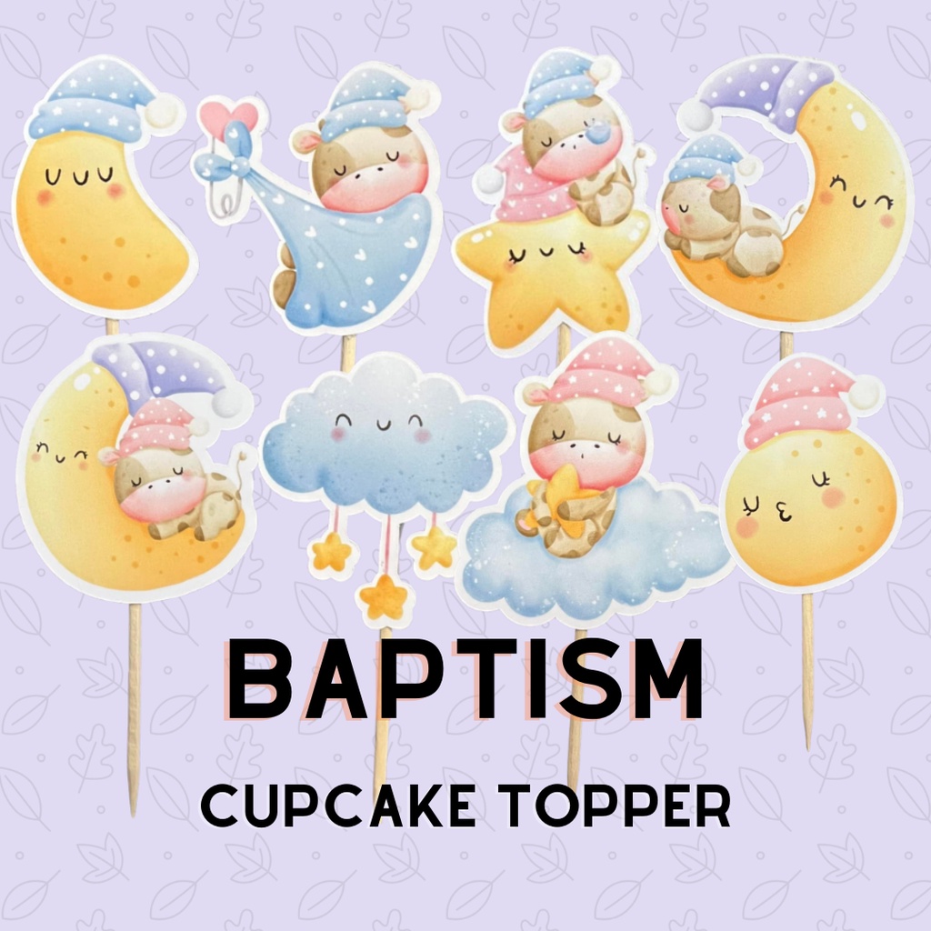 BABY BOY AND GIRL BAPTISM/ CHRISTENING Cupcake Topper Gender Reveal