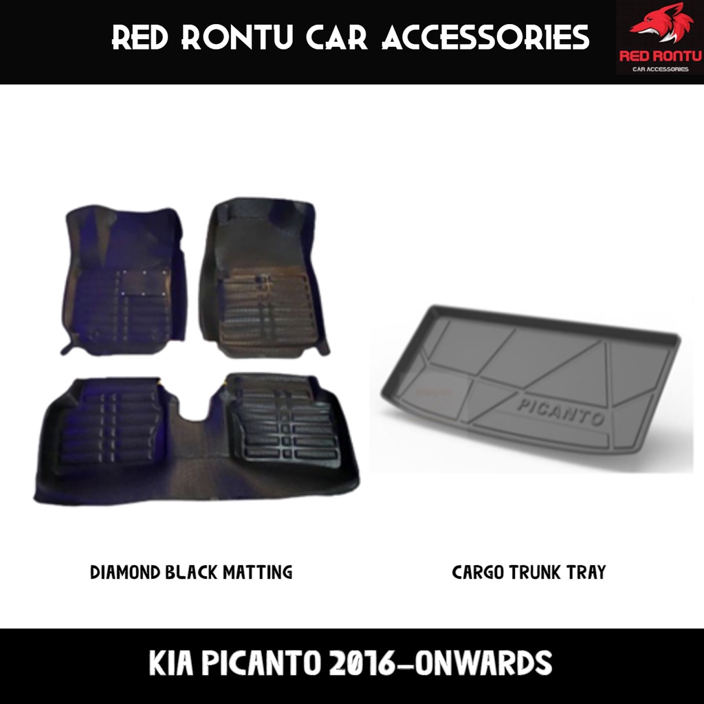 Kia Picanto Full Car Matting Set Diamond Deep Dish Matting with Cargo