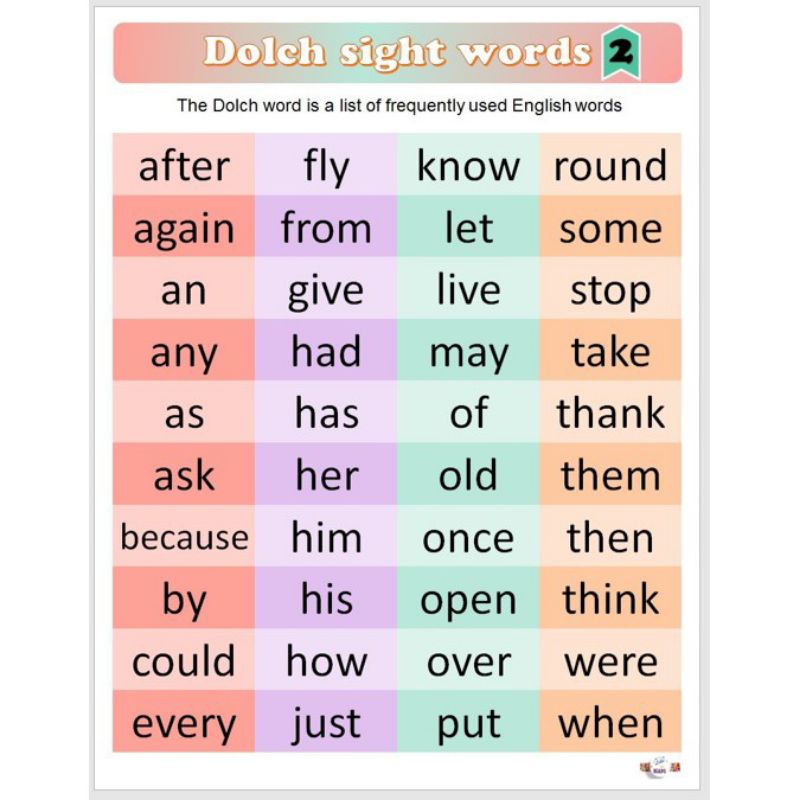 Dolch Sight Word 2 L Short Size * 1Pc. | Shopee Philippines