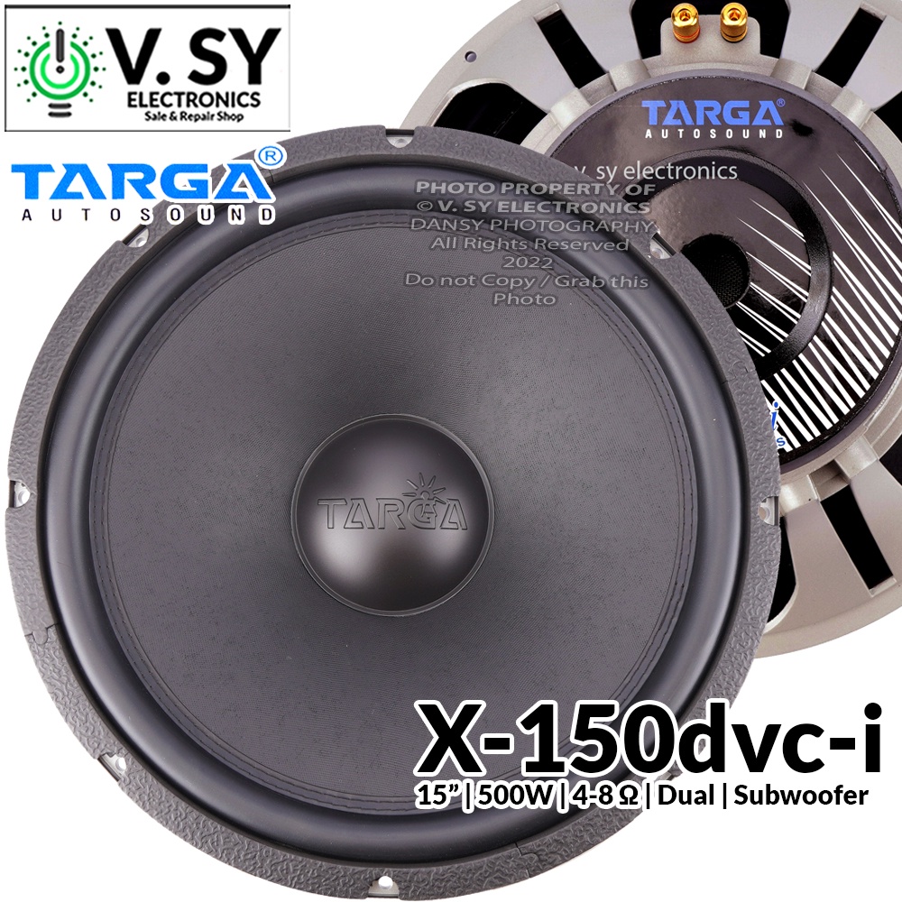 Original Targa X150dvci 15 Inches 500W 48 Ohms Dual Car Subwoofer