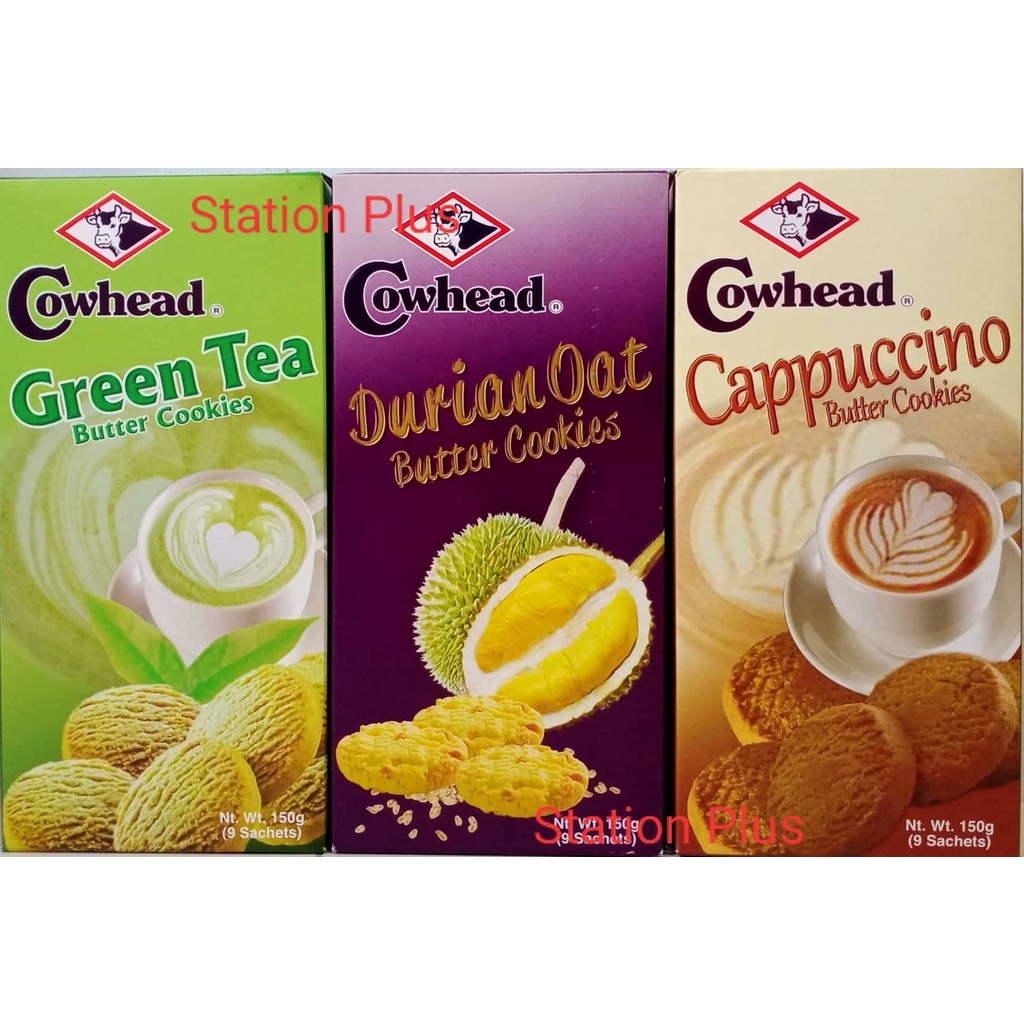 Cowhead Butter Cookies 150g Green Tea/Durian Oat/Cappuccino Shopee