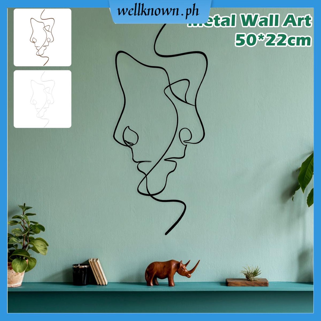 Metal Wall Art Minimalist Facial Line Wall Decor Abstract Iron Wall