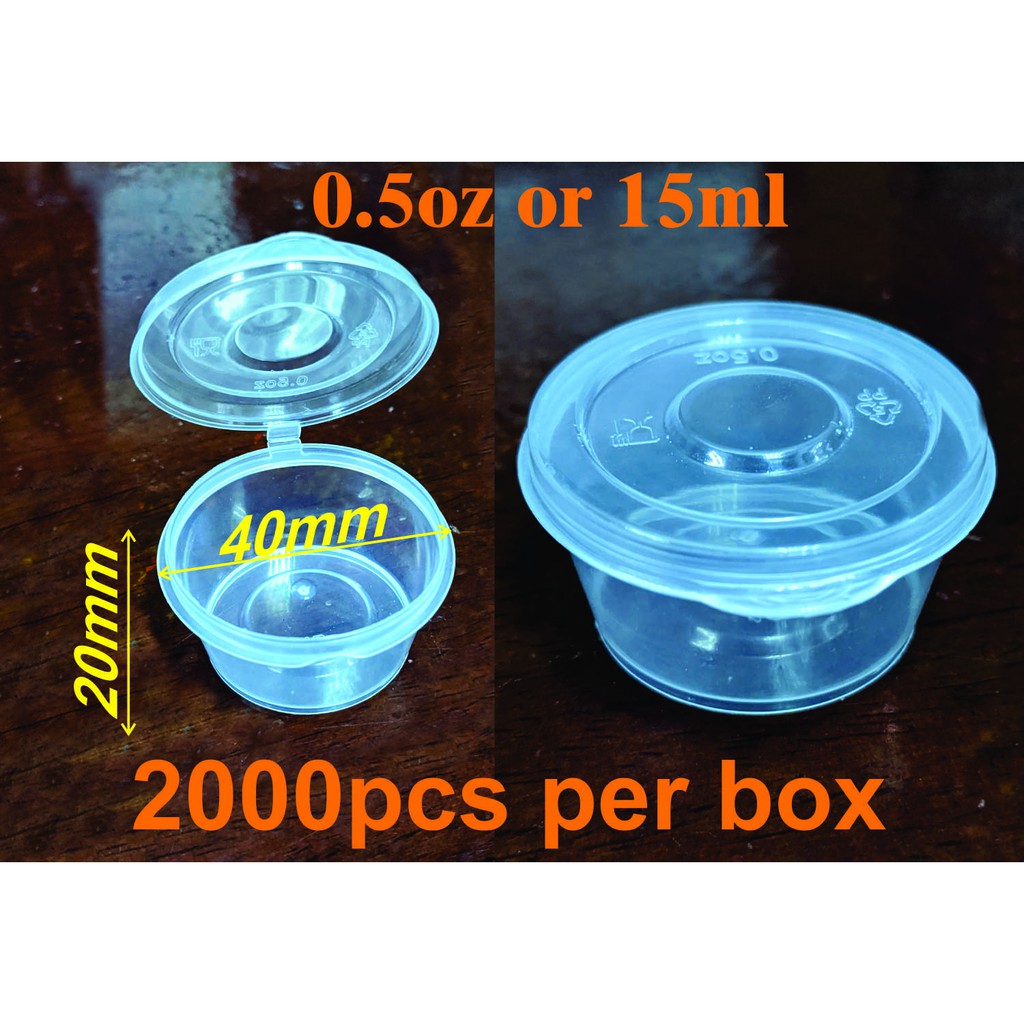 0.50oz or 15ml Plastic Sauce Cup Hinge Type Lid 2000pcs/box Shopee