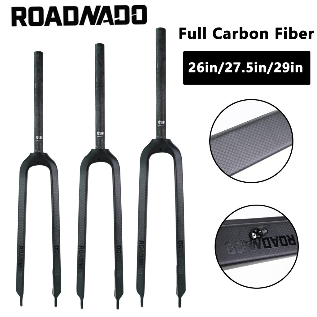 ROADNADO MTB Fork T800 Full Carbon Fiber Bike Front Fork Bicyle Rigid Fork For Disc Brake 26/27