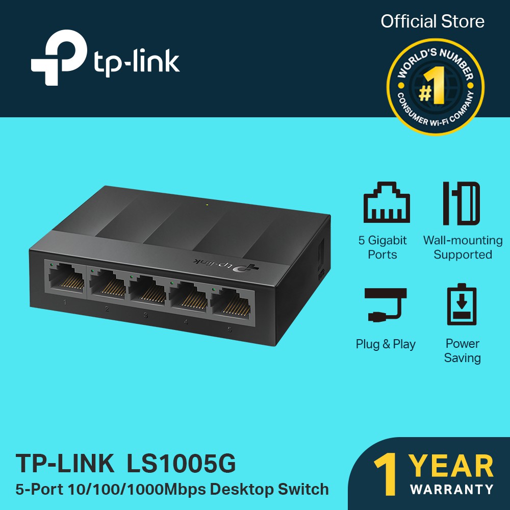 TPLink LS1005G 5Port 10/100/1000Mbps Desktop Switch Network Switch