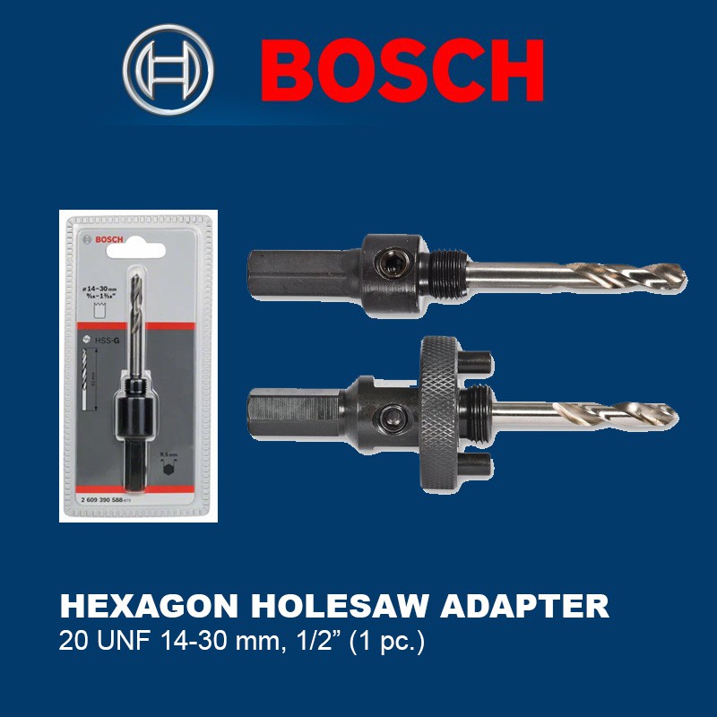 Bosch 2609390588 Hexagon Socket Holesaw Adapter, 1/2" (20 UNF 14 30