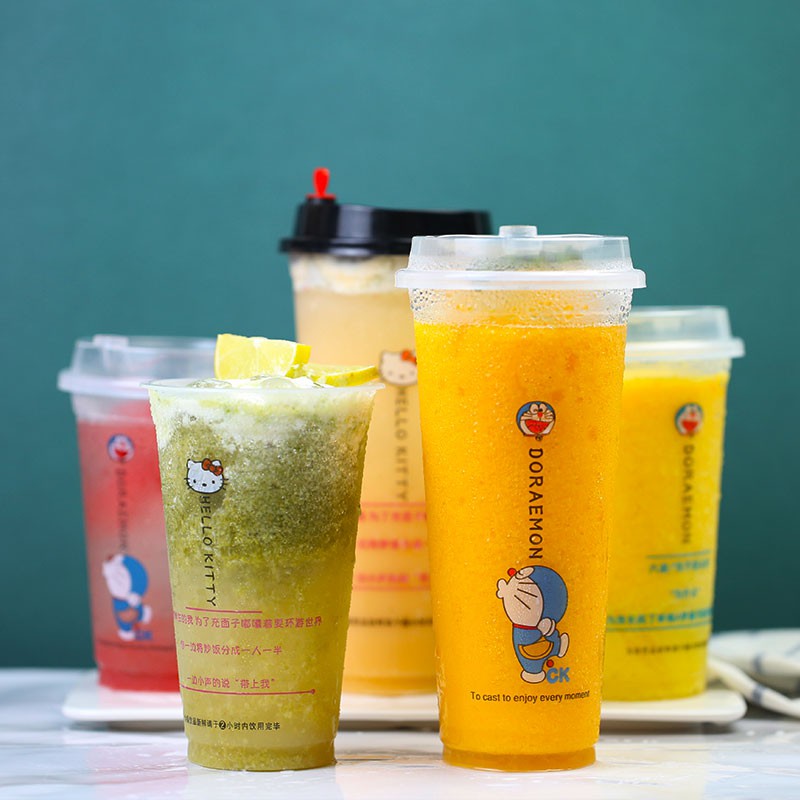 16 oz Milk Tea/Shake/Fruit Juice Cups with Lid (100 pcs) Shopee