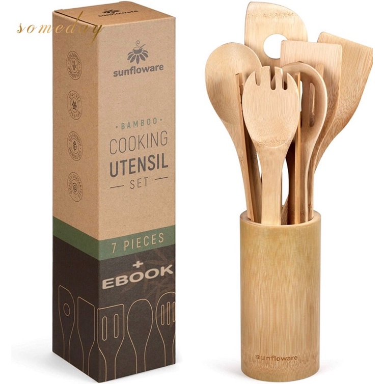 8 in 1 Eco FriendlyBamboo Kitchen Utensil Set Tool Kitchenware (Bamboo