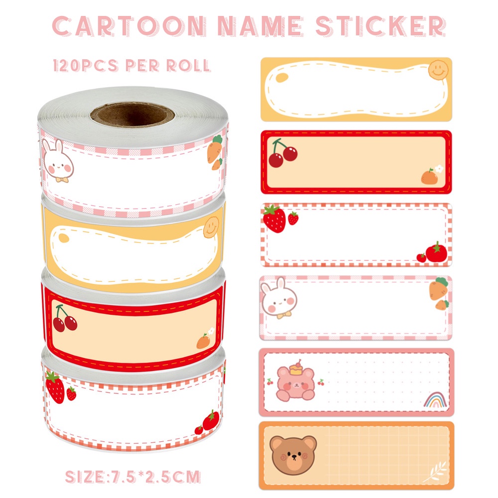 120 Pcs/Roll Cute Cartoon Name Stickers School Children Student