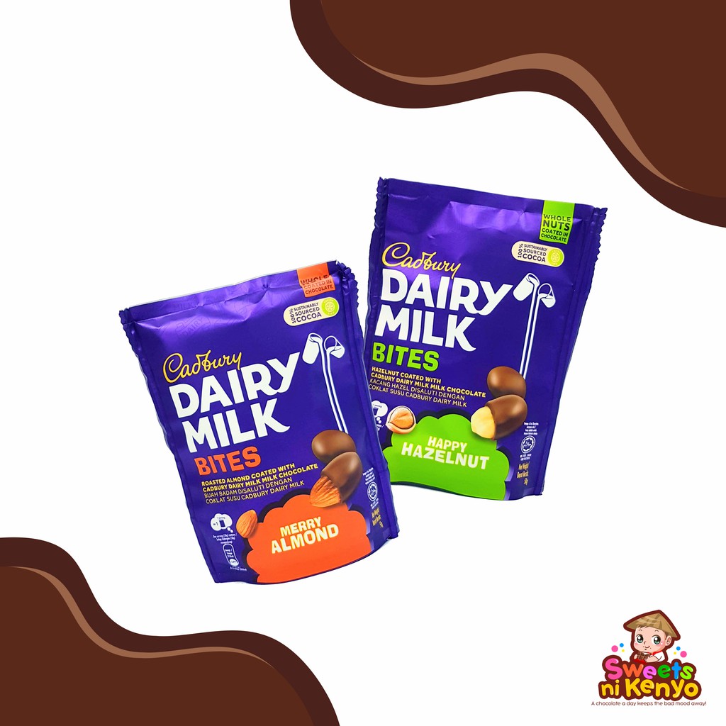 Cadbury Dairy Milk Bites 50g Milk Chocolate Merry Almond Happy