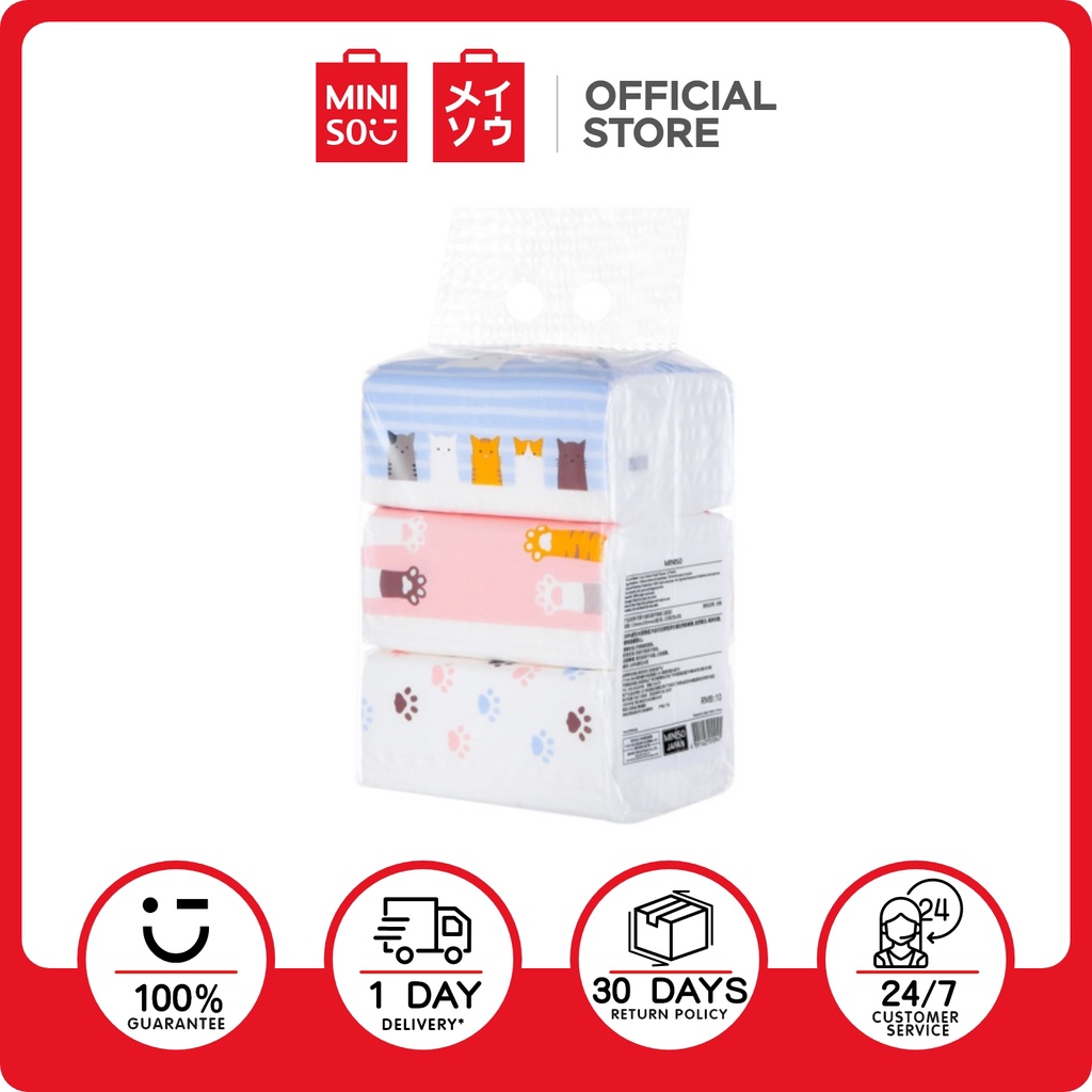 Miniso Cartoon Fragrance Free Tissue For Travel (3 Packs) Shopee