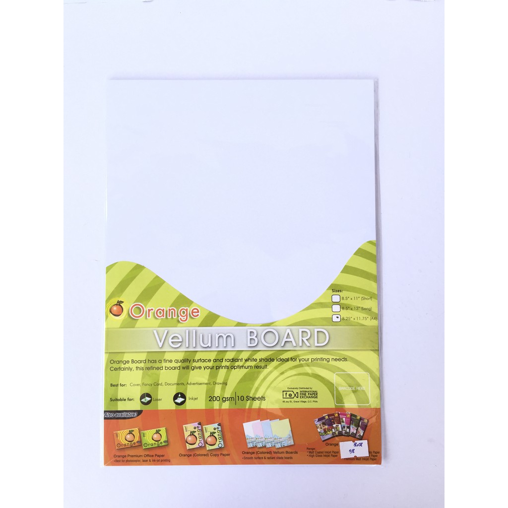 Orange Vellum Board 10’s Shopee Philippines