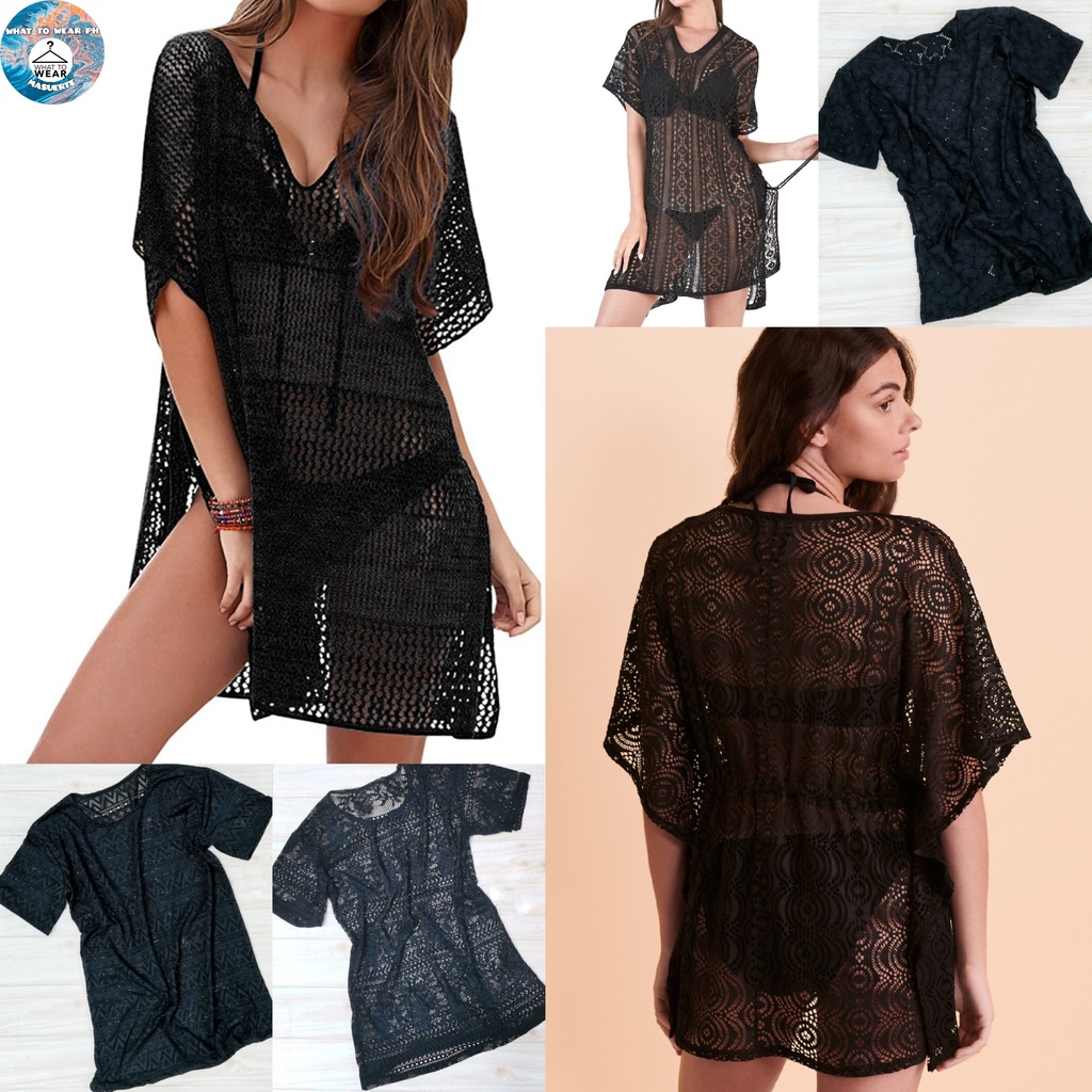 BLACK TRUNKS/COVER UP SEXY WOMEN SUMMER BEACH SUIT BIKINI COVER UP