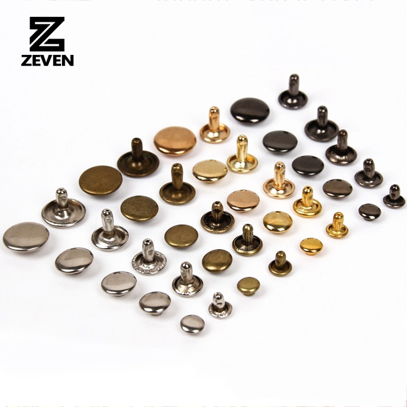 Pure Copper Double Cap Rivet Brass Round Stud Spike Collision Nail Decorative Rivet For Clothes