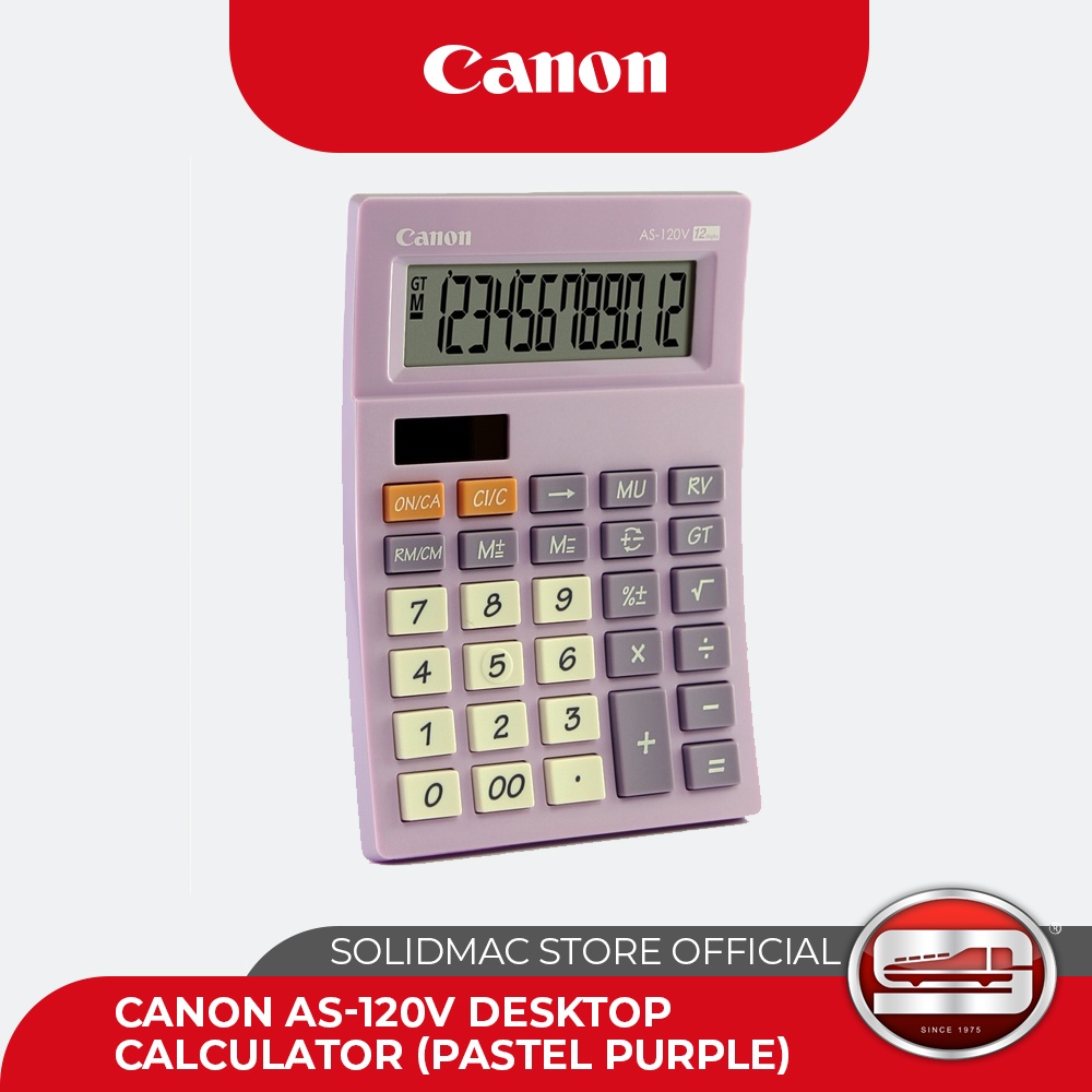 Canon AS120V Dual Power Desktop Calculator (Pastel Purple) Shopee
