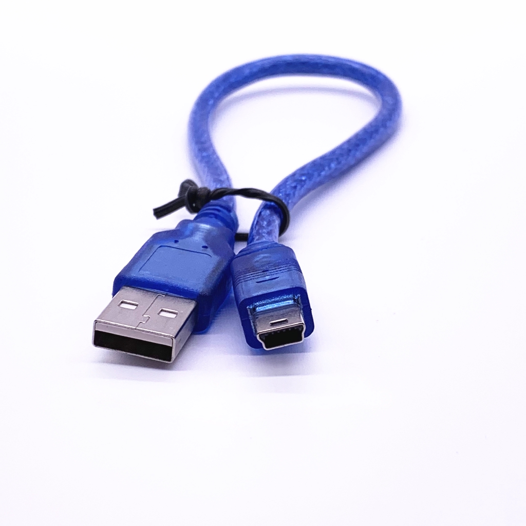 Blue Short USB 2.0 A Male To Mini 5 Pin B Data Charging Cable Cord