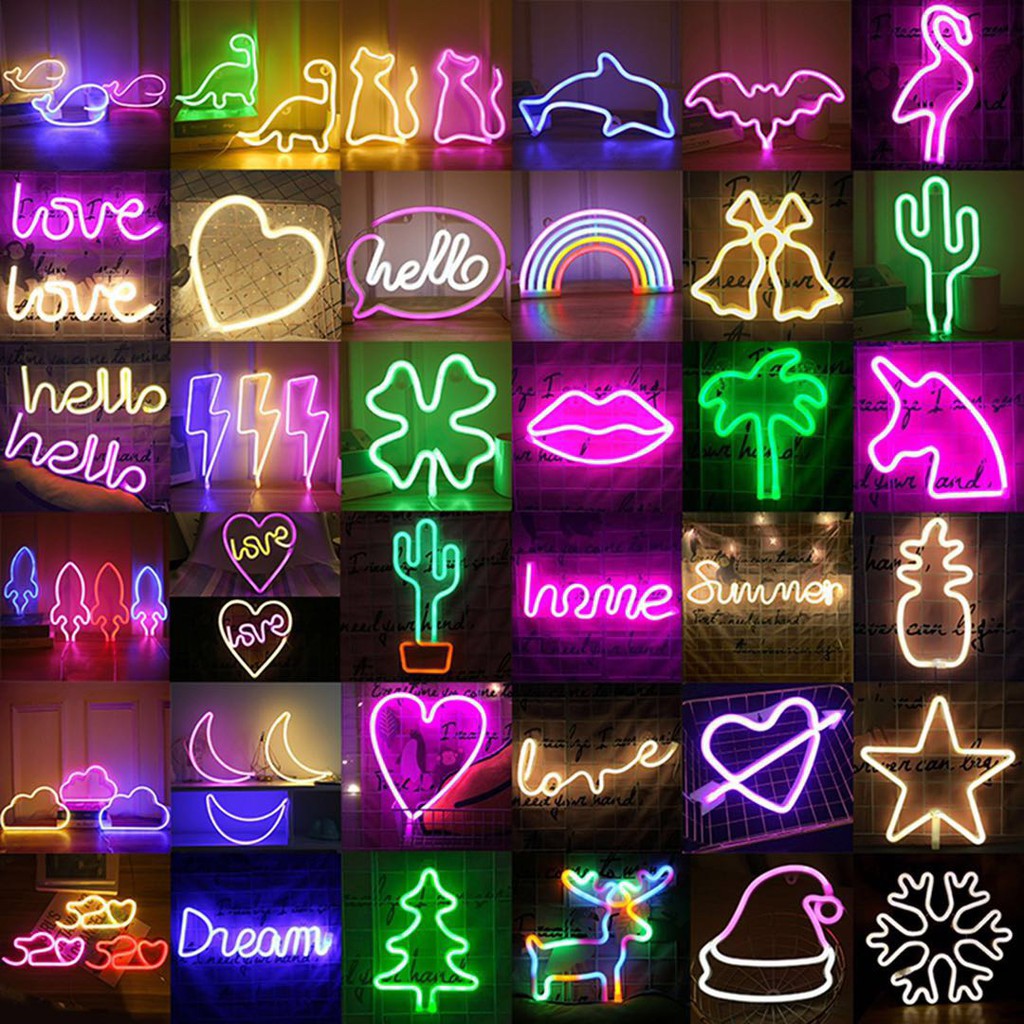 (Free battery)LED Night Light USB Home Neon Lamp Wall Decor Light