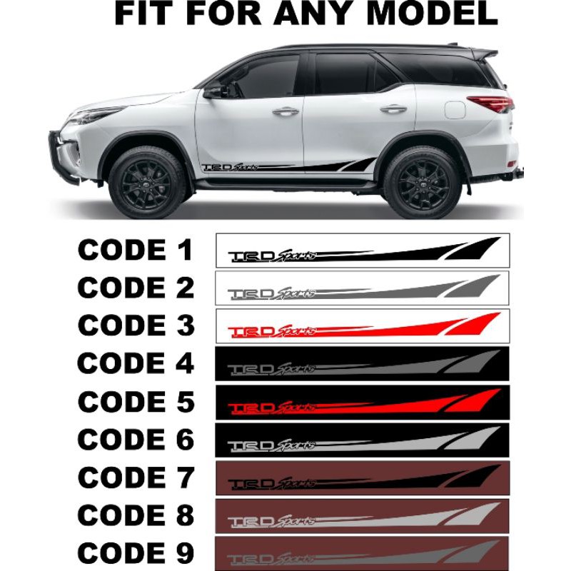 Toyota Fortuner TRD Sport Sticker Design Decals Set 2pcs Shopee
