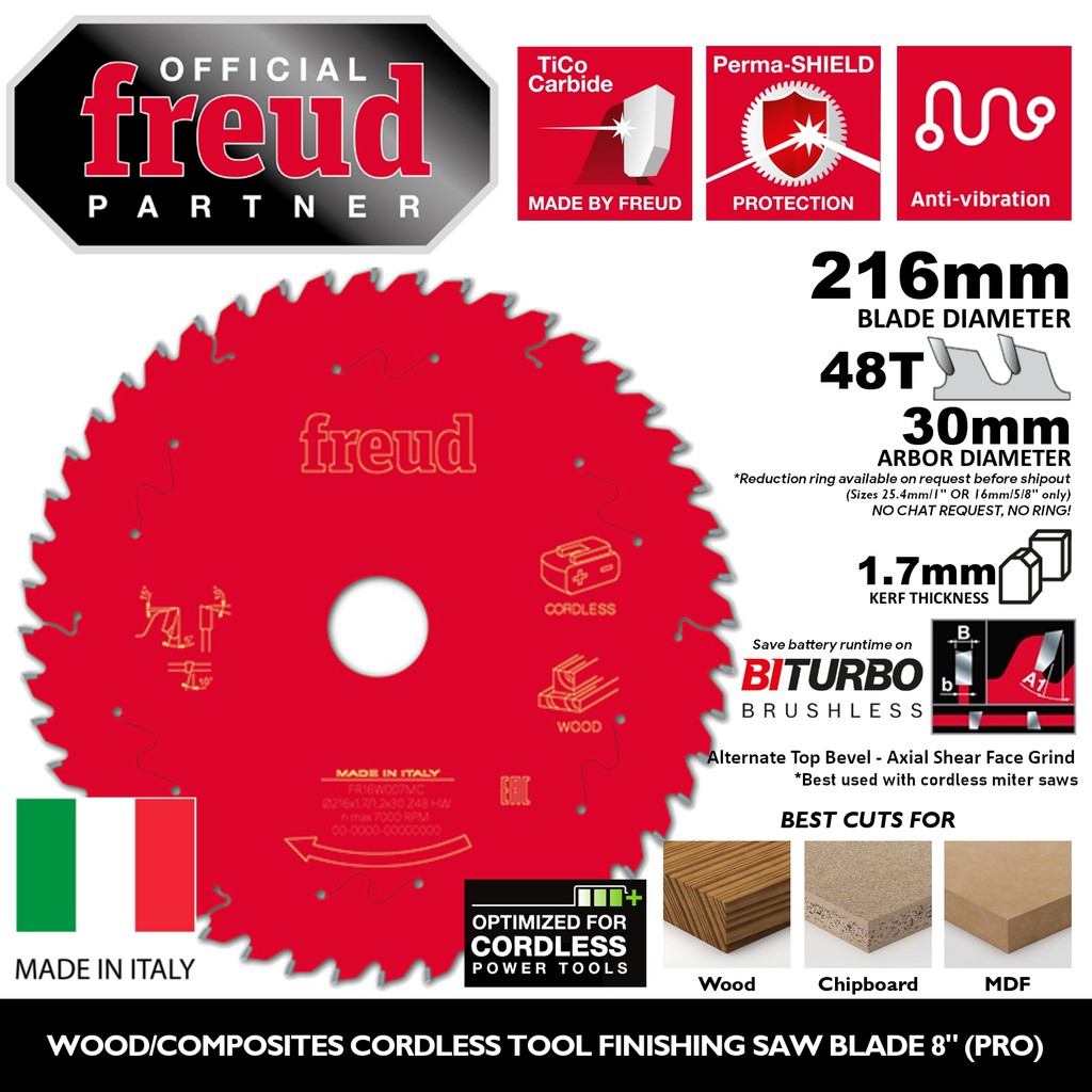 ORIGINAL FREUD 8" 48T Best For Wood Carbide Circular Saw Blade TCT (PRO) > DIABLO Bosch