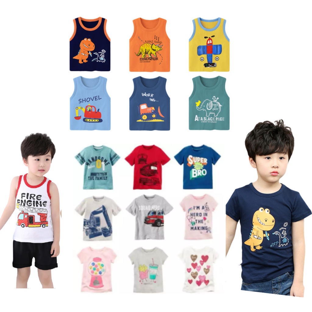 MnKC Baby BOY T Shirts Pajama Shirt Kids Clothes tops Sleeve Sando for kids Boy Sleeveless