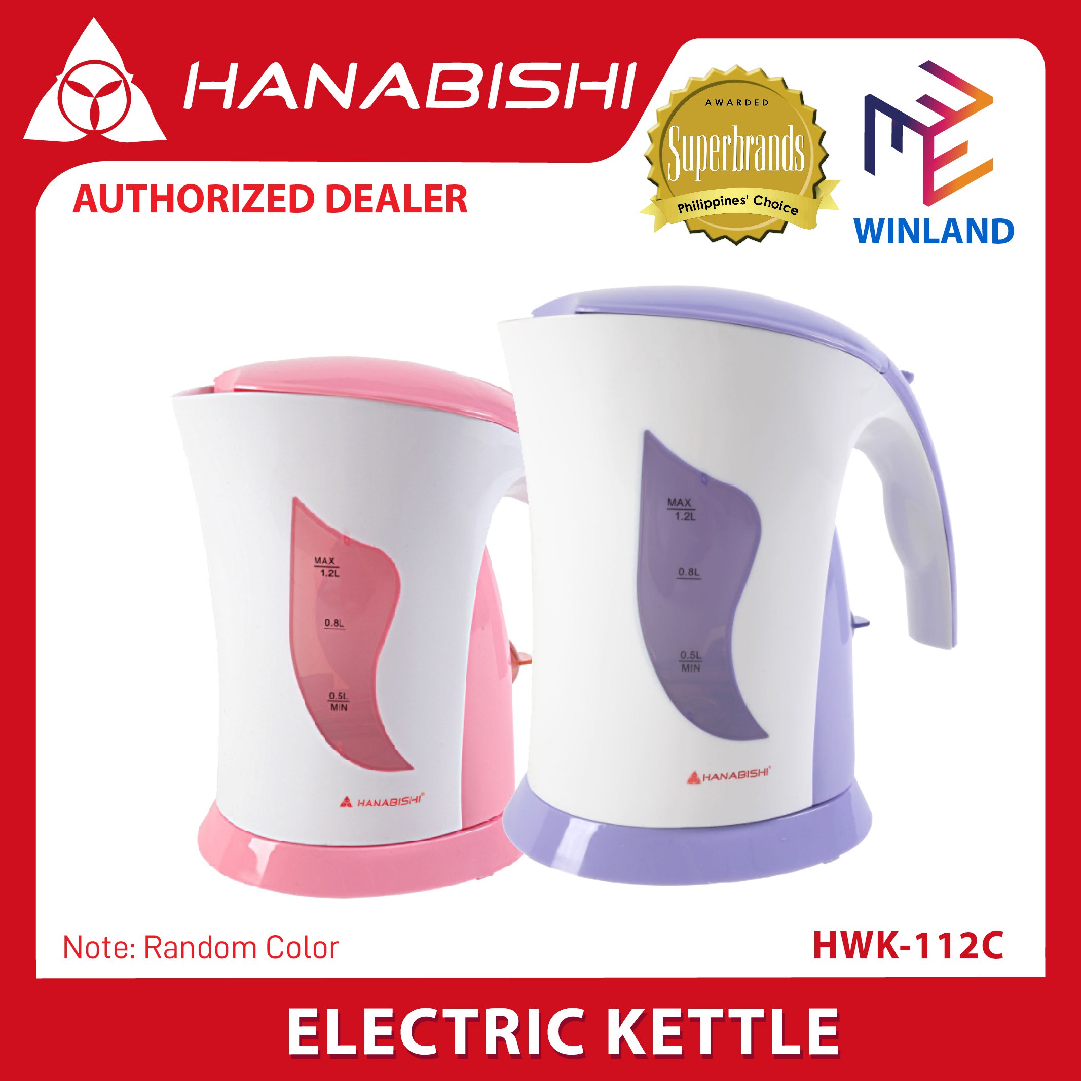 Hanabishi Original Electric Kettle Water Heater w/ Overheat Protection