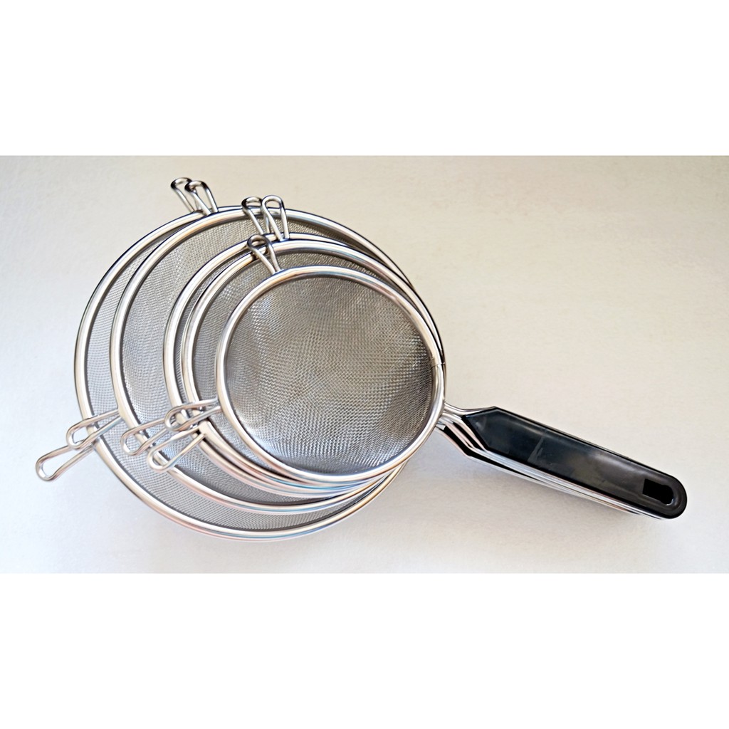 Stainless Steel Fine Mesh Sieve Food Strainer Set with Black Handle