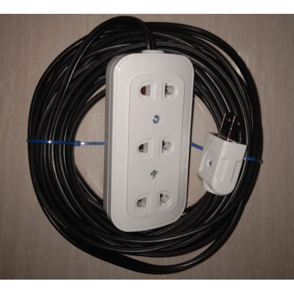 10 meters Heavy Duty Extension Cord wire (3)Three Gang flat cord 16