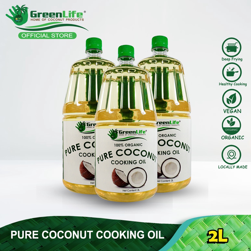 Organic Pure Coconut Cooking Oil 2L Set of 3 Deep Fry Healthy Cooking