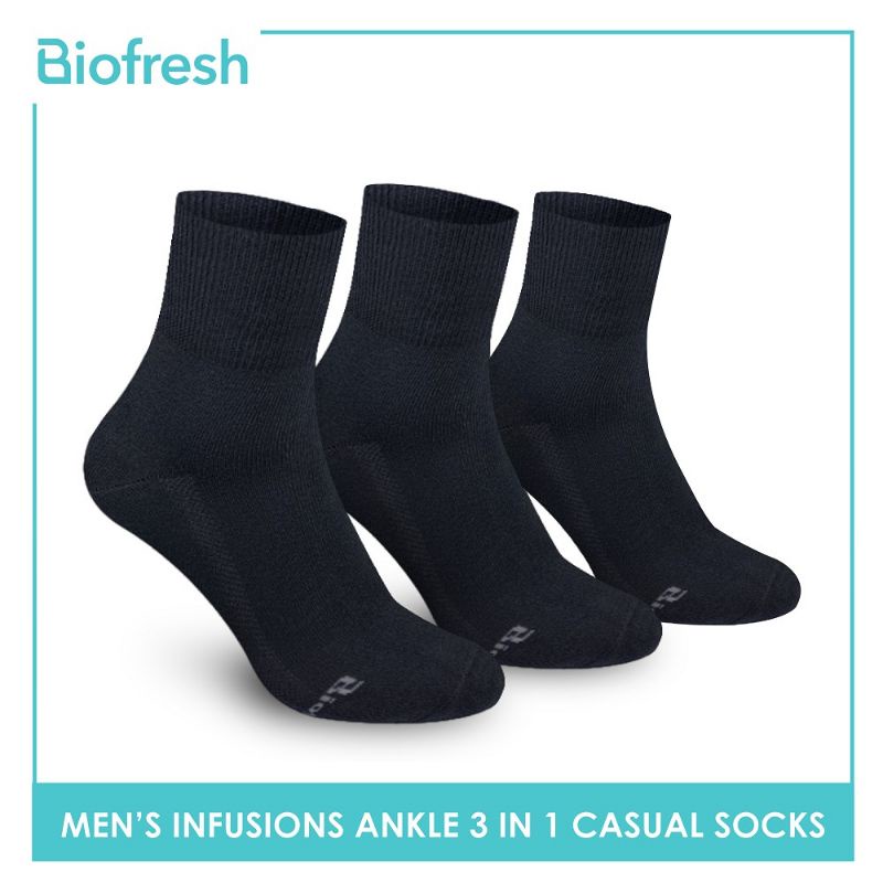 Biofresh Infusion RMCKG11 Men's Cotton Ankle Casual Socks 3in1 Pack