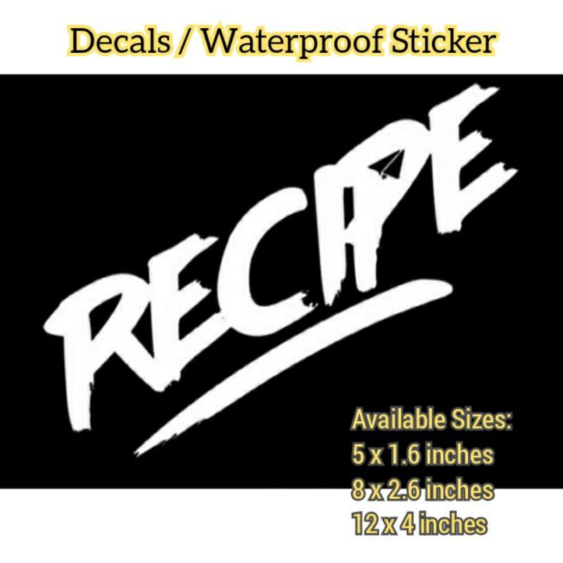 Decals Recipe Sticker Waterproof Machine Cut No Background with