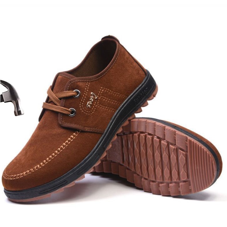 JEIKY. Men's PU Leather Hard Bottom Sneakers Construction Shoes M280