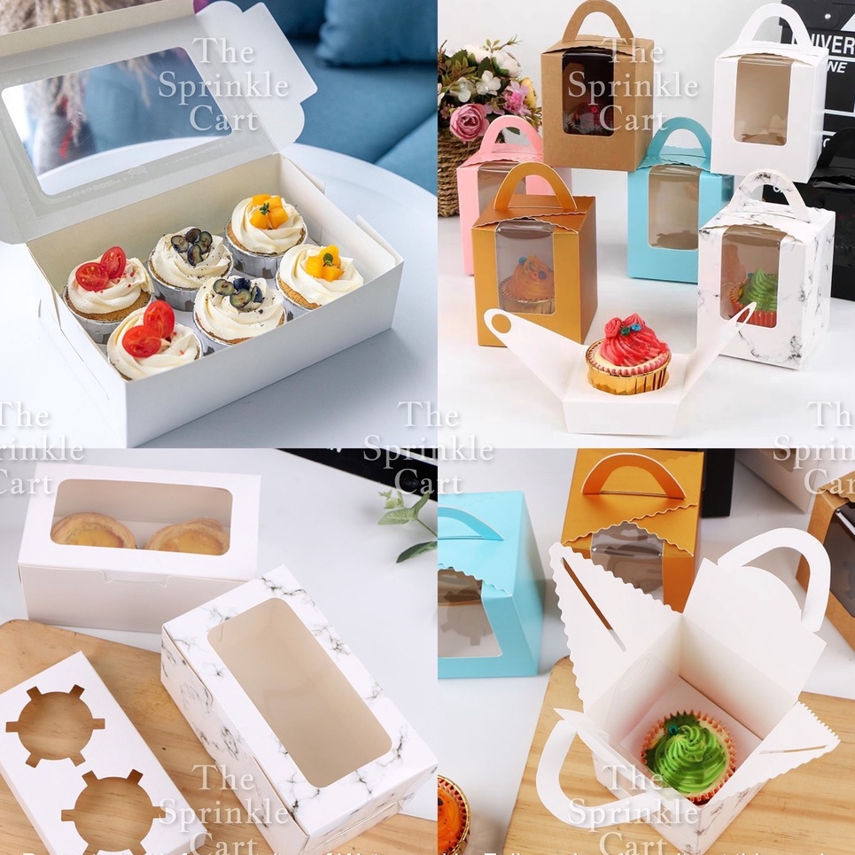 10pcs Cupcake Box with holder Brownies Cupcake Revel Bar Muffin Box