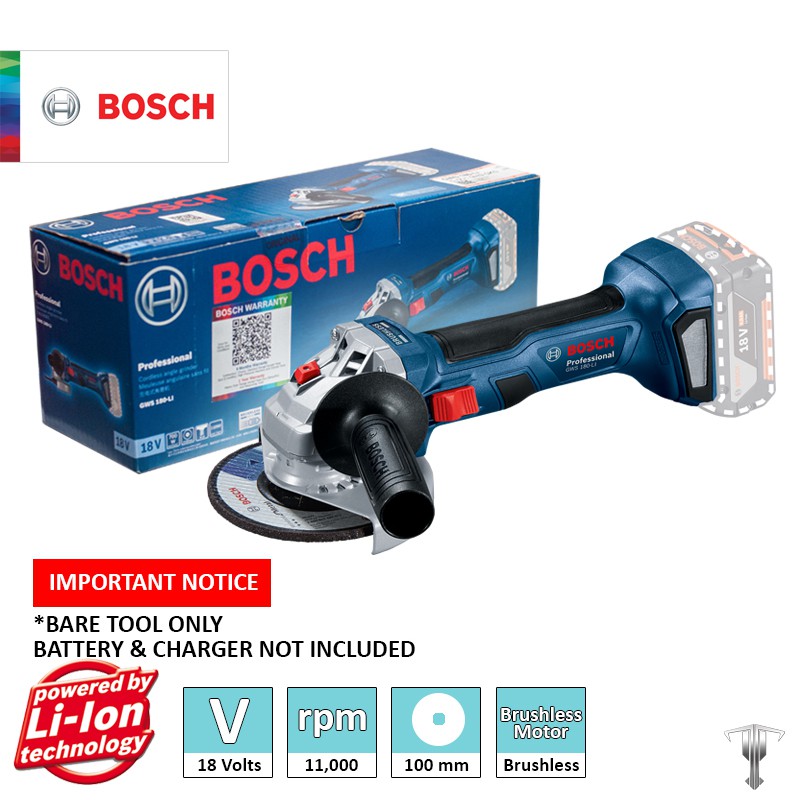 Bosch GWS 180Li Professional 18 V Cordless Brushless Angle Grinder 4