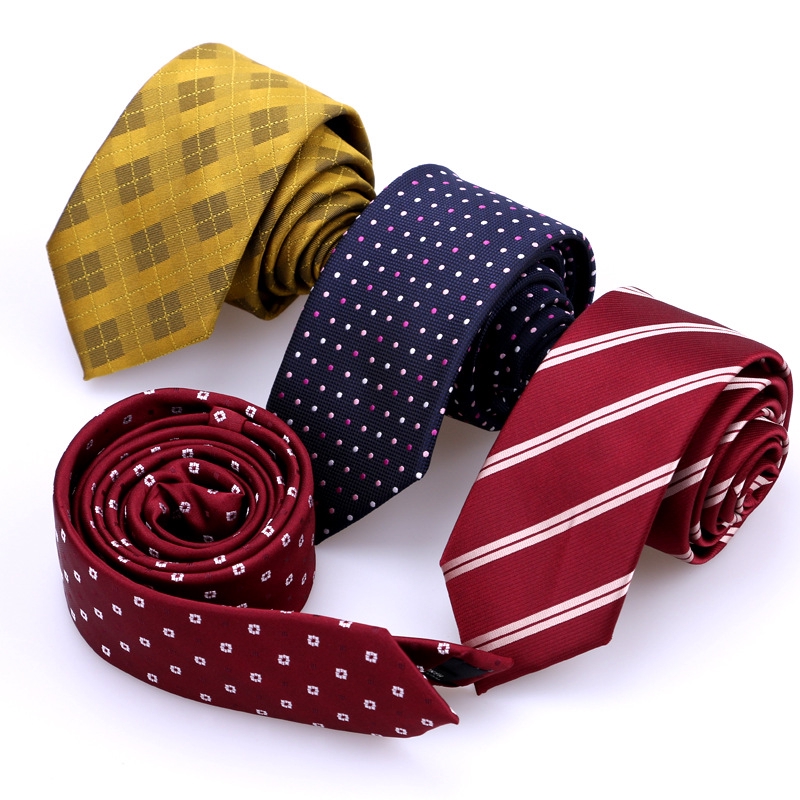 Tie 6CM Neck Ties For Men Dot Striped Triangle Woven Cravat Winter