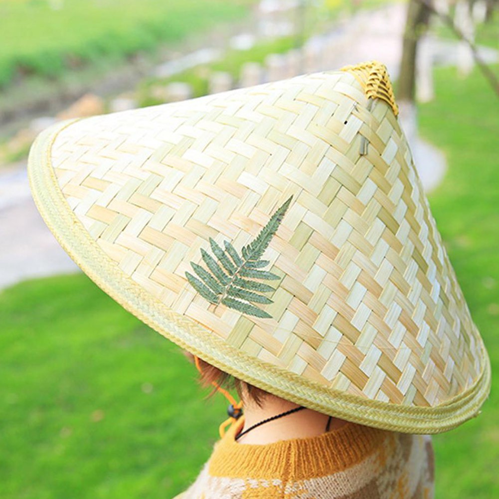Asian Vietnamese Japanese Coolie Straw Bamboo Sun Hat Farmer Costume