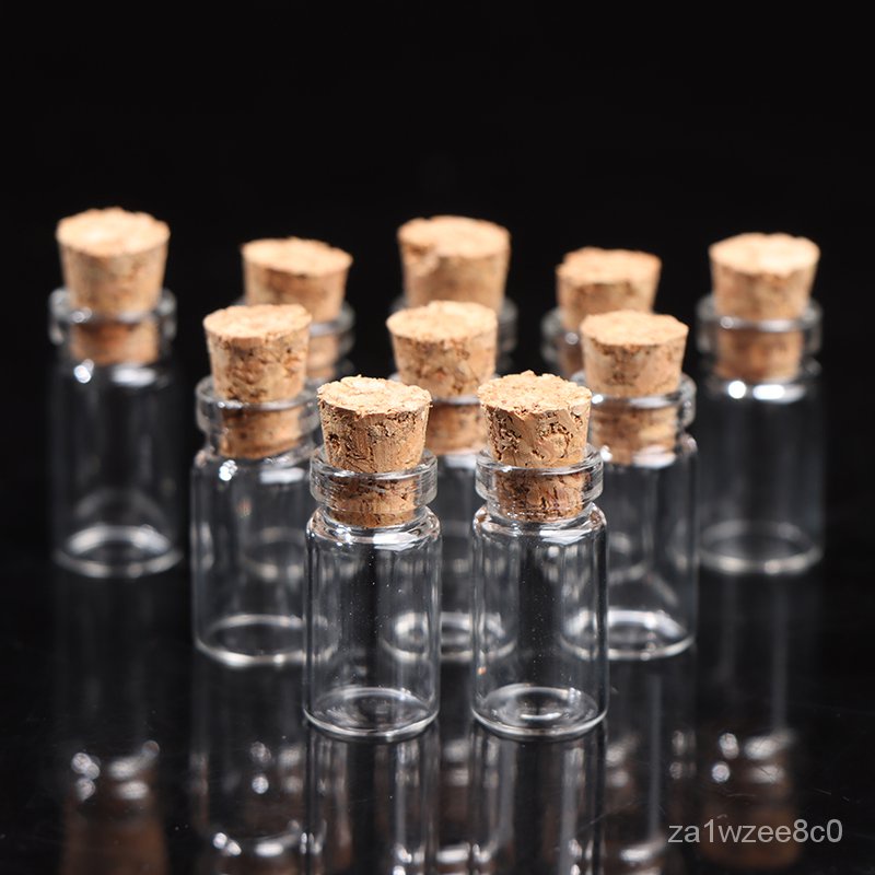 10pcs Mini Small glass tubes with Clear Cork Stopper Tiny Vials Jars