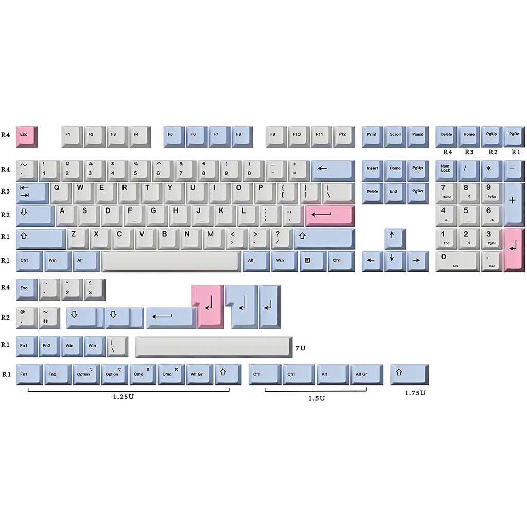 HK Gaming Dye Sublimation Keycaps Keysets for Mechanical Keyboard