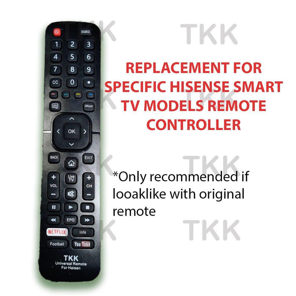 Hisense Remote Control For SPECIFIC MODELS of Hisense Smart TVs