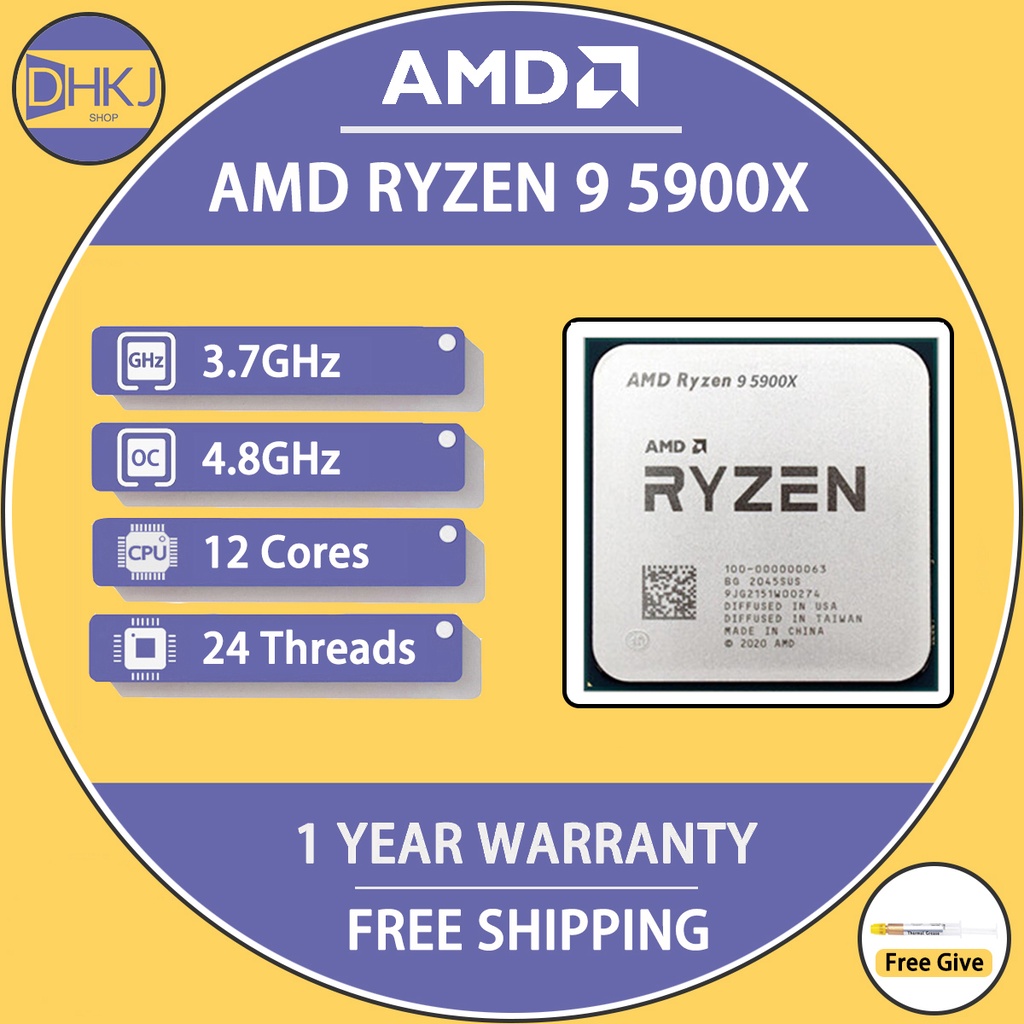 NEW AMD Ryzen 9 5900X R9 5900X 3.7 GHz 12Core 24Thread CPU Processor
